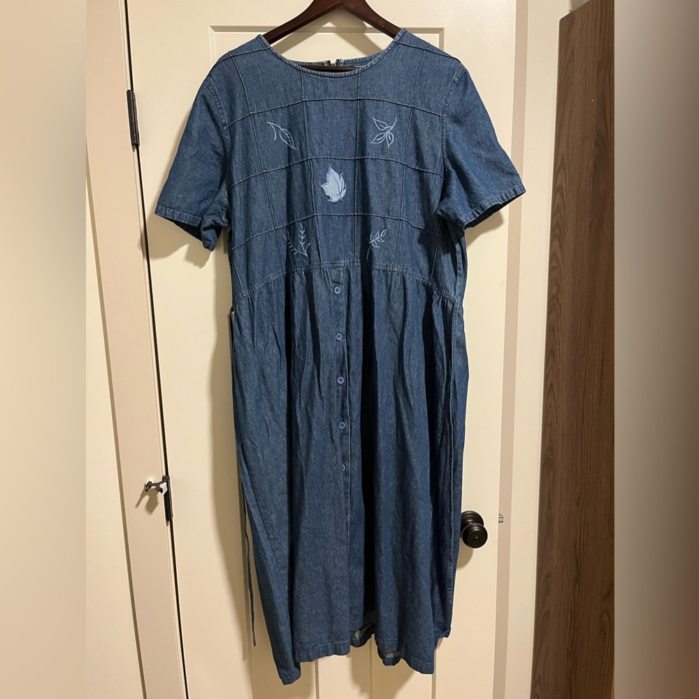 Vintage Denim Embroidered Dress